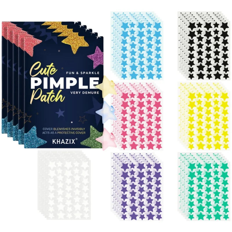 1400 pieces of multi-color star acne patches, facial acne patches, concealer acne patches, and pimples patches, ultra-thin