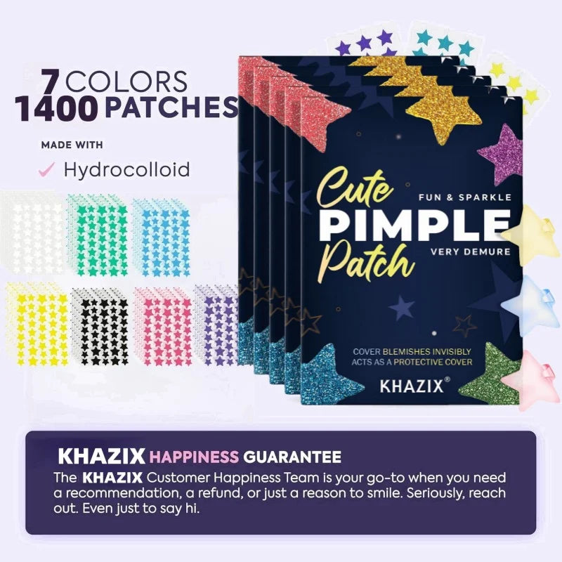 1400 pieces of multi-color star acne patches, facial acne patches, concealer acne patches, and pimples patches, ultra-thin